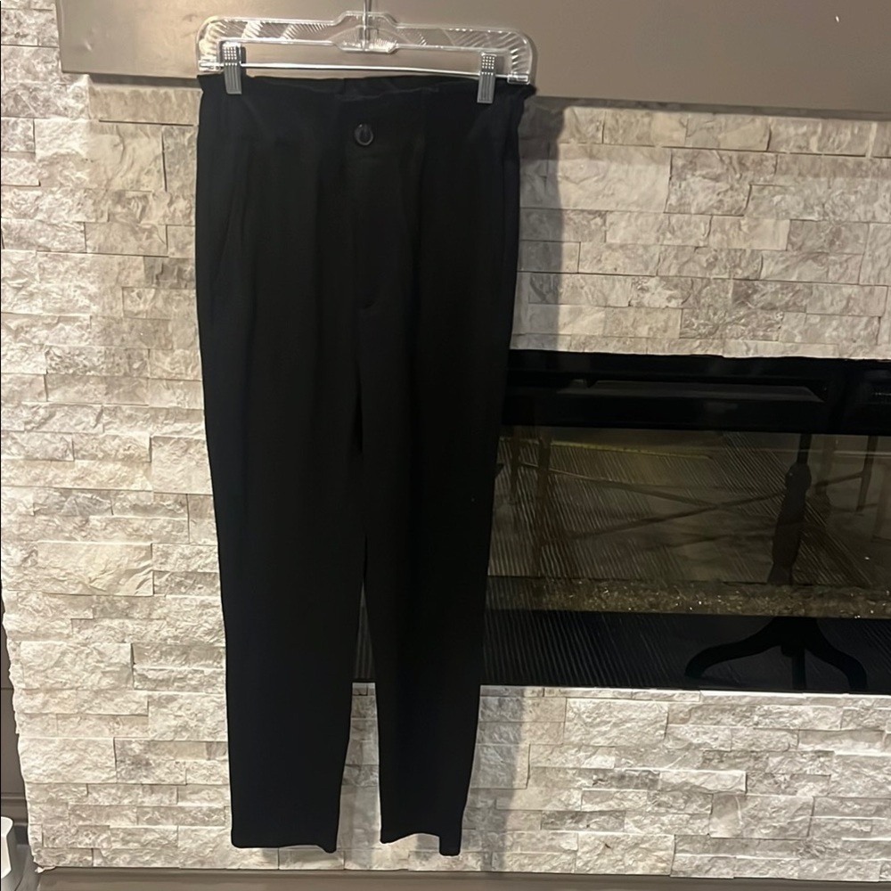 Zara Black High Rise Gartered Waistline Pants size Small